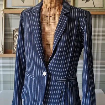 Veste Fransa blazer bleu marine rayures verticales 